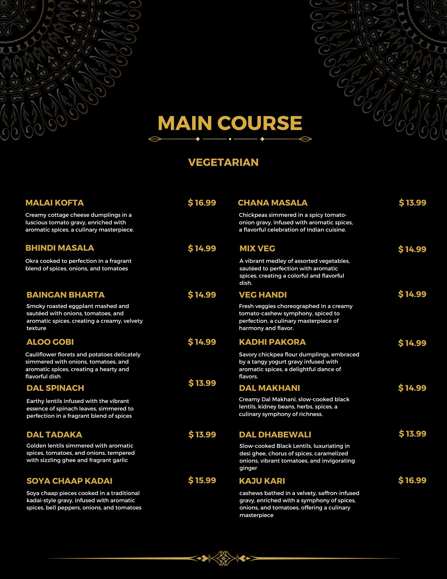 Raajbhog restaurant Menu - Indian Restaurant in London, Ontario